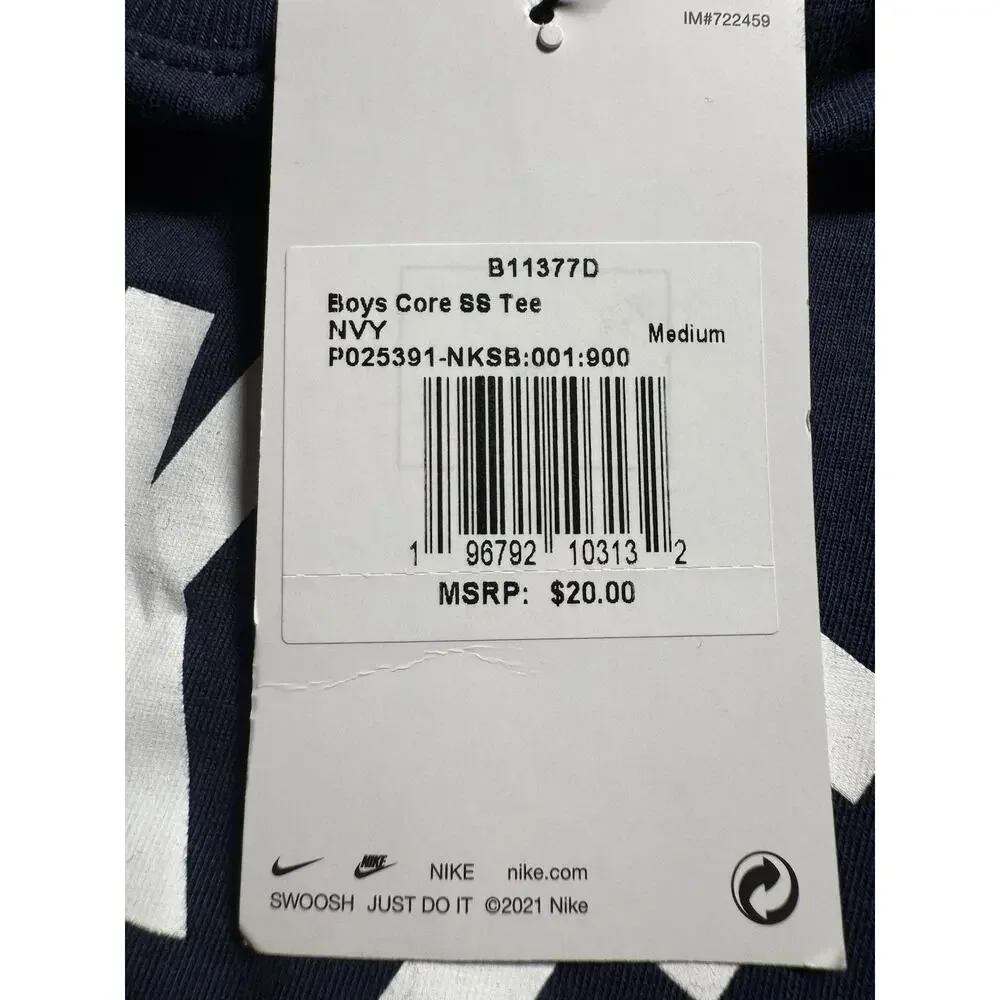 Nike Boys Softball T-Shirt Medium Navy Blue Short Sleeve Graphic Tee NWT
